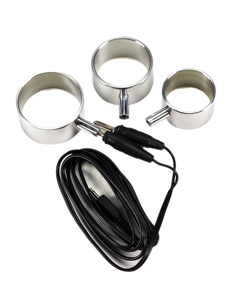 Rimba Electro Set Aluminum Cock Rings 3 Sizes Uni-polar - UABDSM