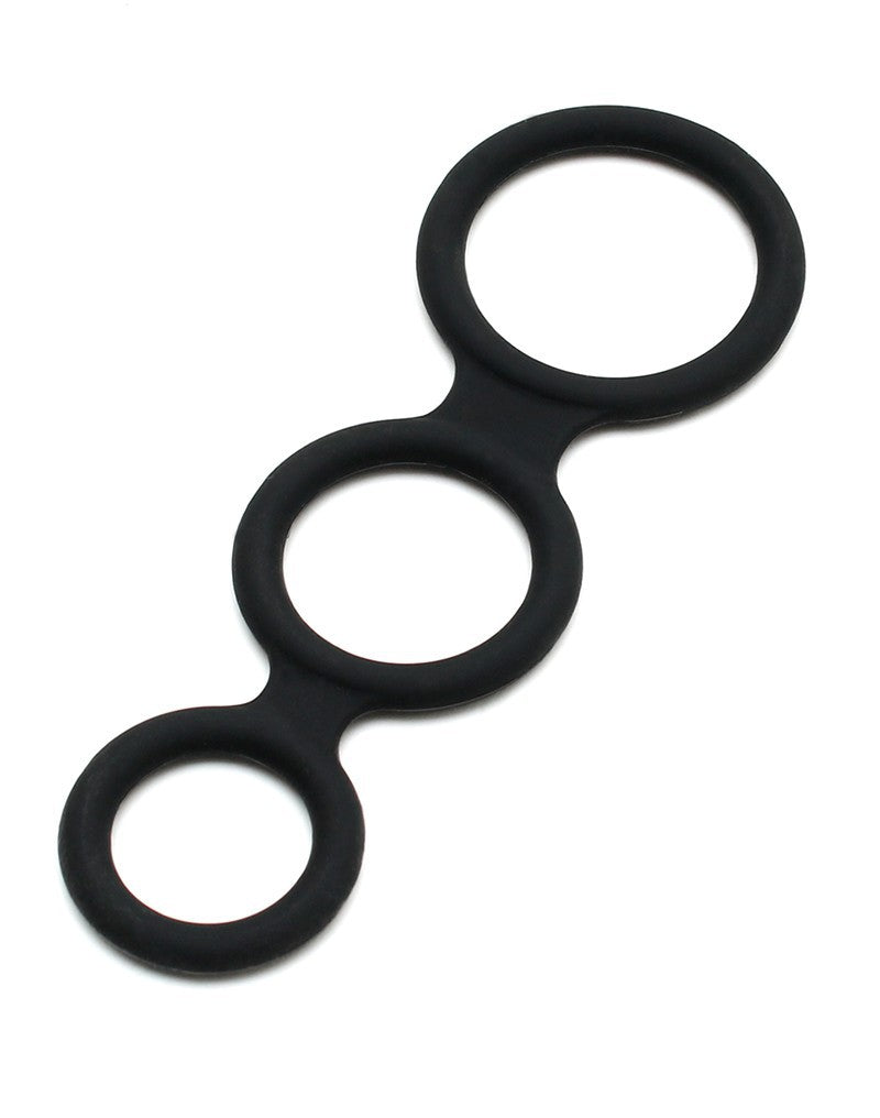Rimba Latex Play - Triple Cock Ring - Black - UABDSM
