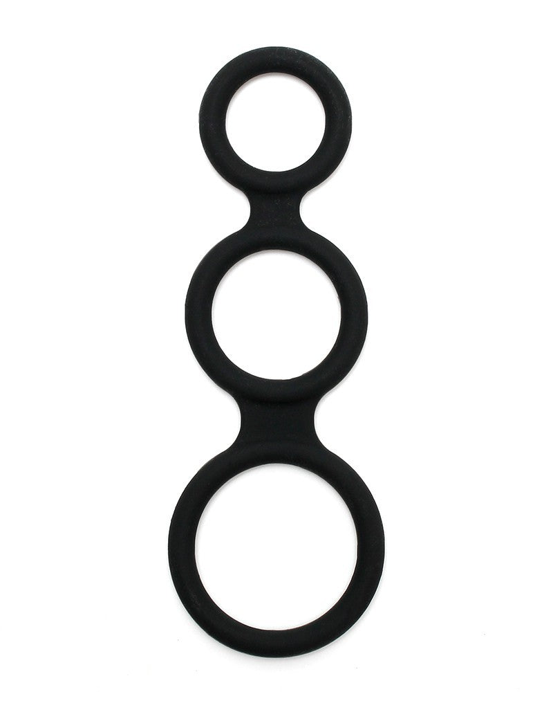 Rimba Latex Play - Triple Cock Ring - Black - UABDSM