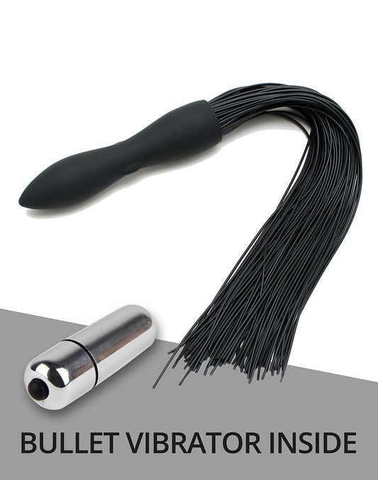 Rimba Latex Play - Whip With Vibrating Dildo - Black - UABDSM