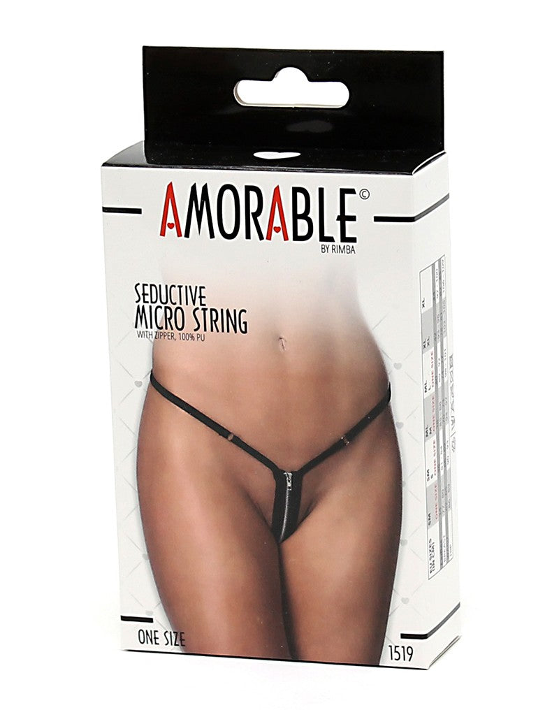 Amorable By Rimba - Mini G-string With Zipper - One Size - Black - UABDSM