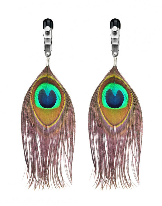Rimba - Nippel Clamps With Peacock Feather Trim (pair) - UABDSM