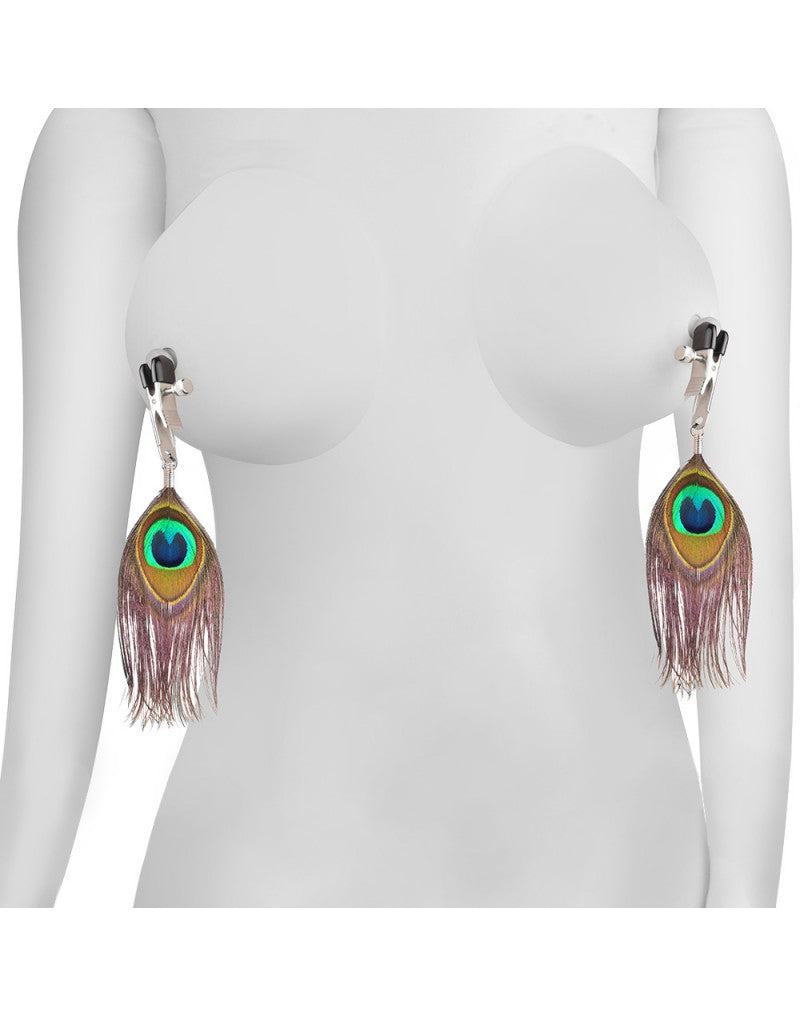 Rimba - Nippel Clamps With Peacock Feather Trim (pair) - UABDSM