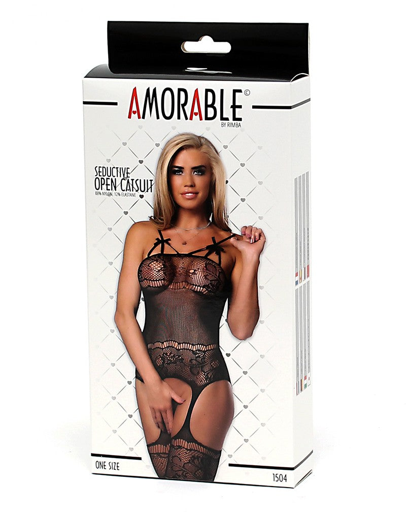 Amorable By Rimba - Open Catsuit - One Size - Black - UABDSM