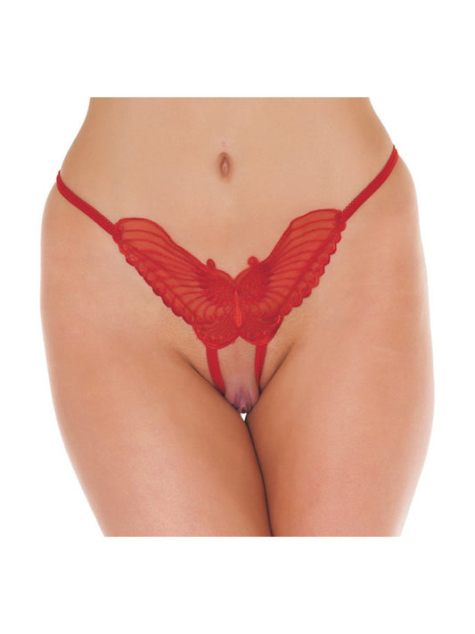 Amorable By Rimba - Open Butterfly String - One Size - Red - UABDSM
