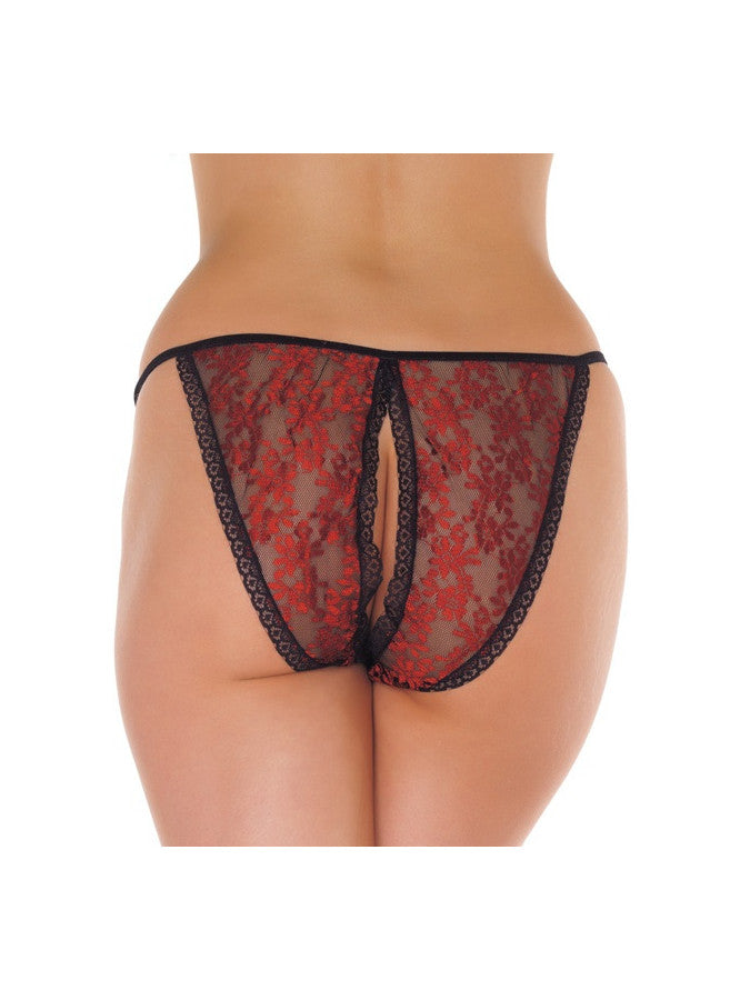 Amorable By Rimba - Open Tanga - One Size - Black / Red - UABDSM