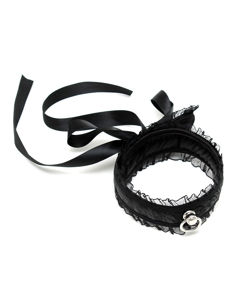 Rimba Bondage Play - Satin Look Collar - One Size - Black - UABDSM