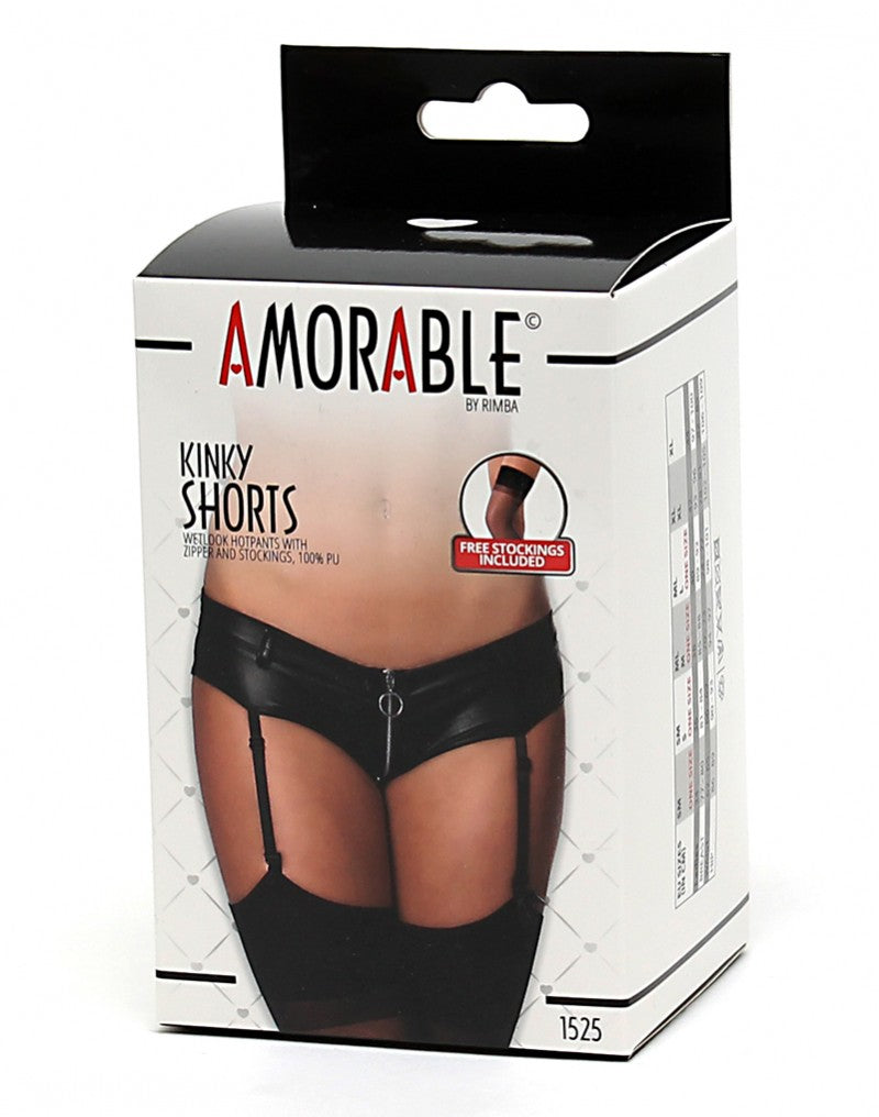 Amorable By Rimba - Pants With Zipper Suspenders And Stockings - Black - UABDSM