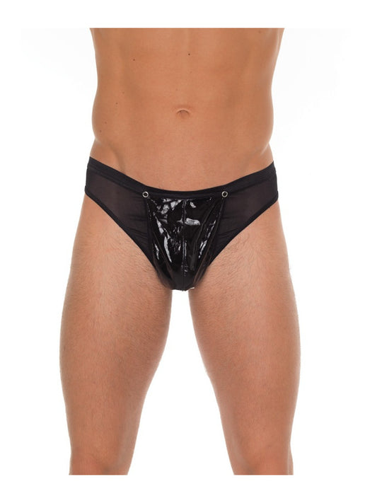 Amorable By Rimba - Transparent Thong With Patent Look - One Size - Black - UABDSM
