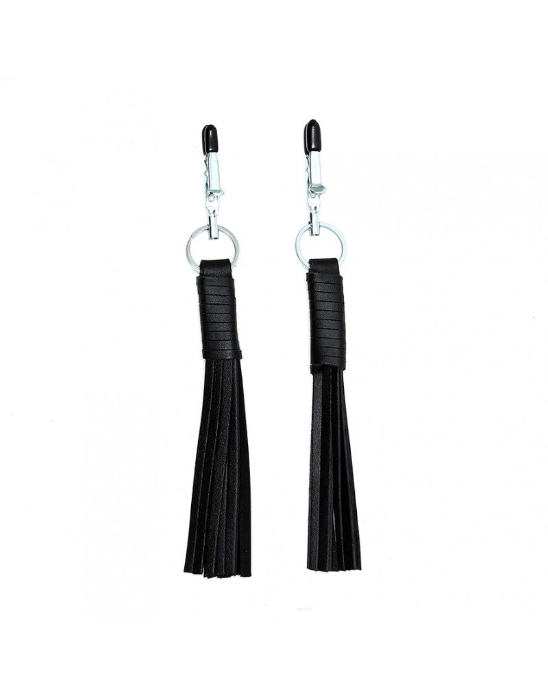 Rimba - Nipple Clamps With Little Leather Whip Attached (pair) - UABDSM