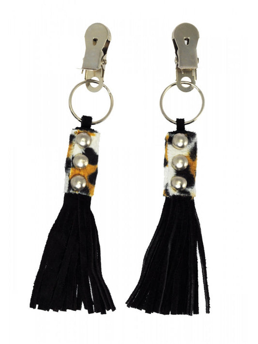 Rimba - Nipple Clamps With Little Leather Whips Attached - UABDSM