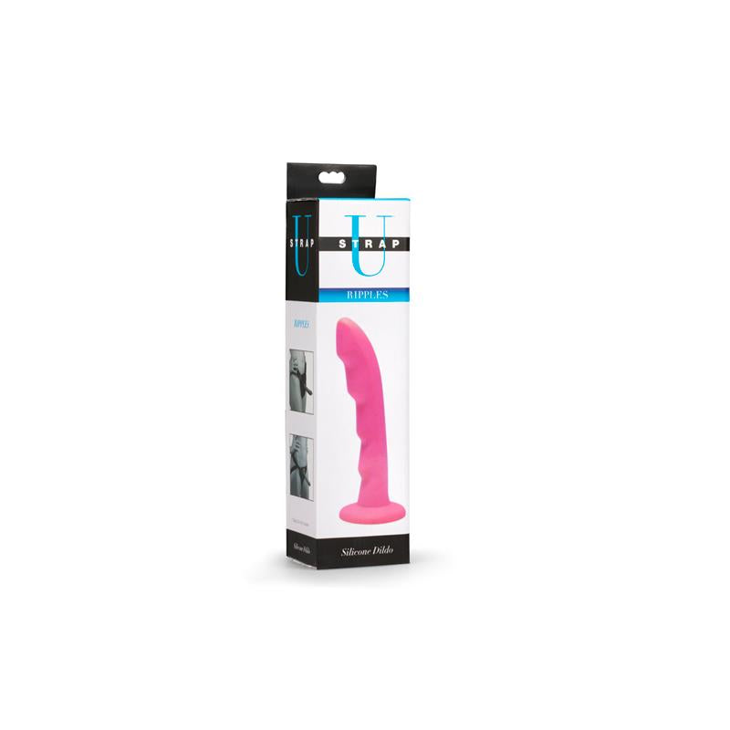 Ripples Silicone Strap On Harness Dildo Pink - UABDSM
