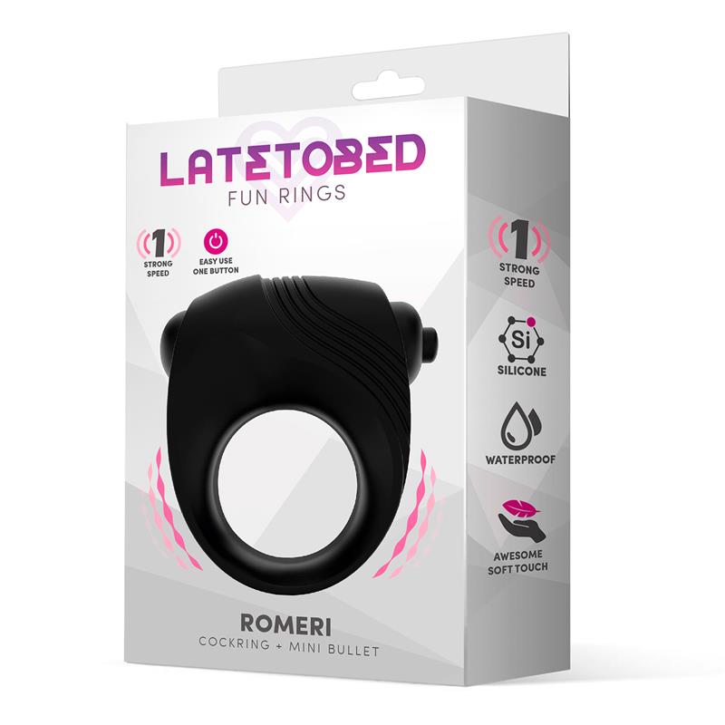 Romeri Ring + Vibrating Bullet Silicone Black - UABDSM