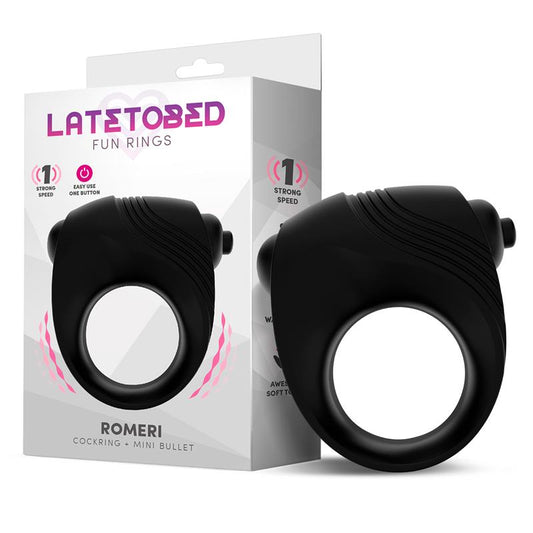 Romeri Ring + Vibrating Bullet Silicone Black - UABDSM