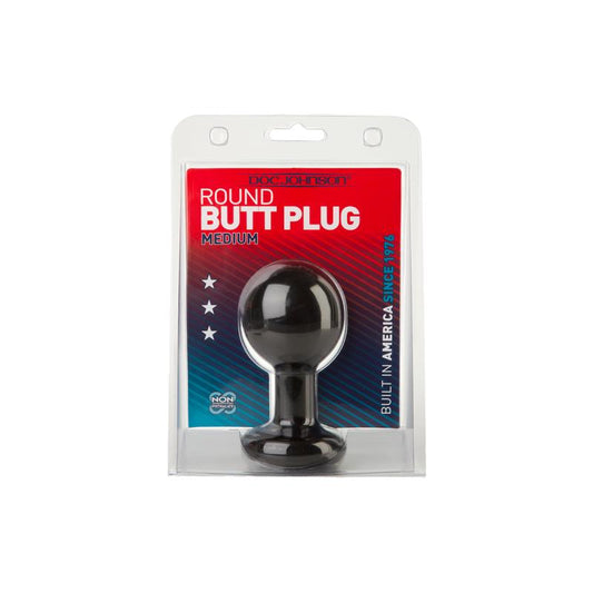 Round Butt Plug Medium Black - UABDSM