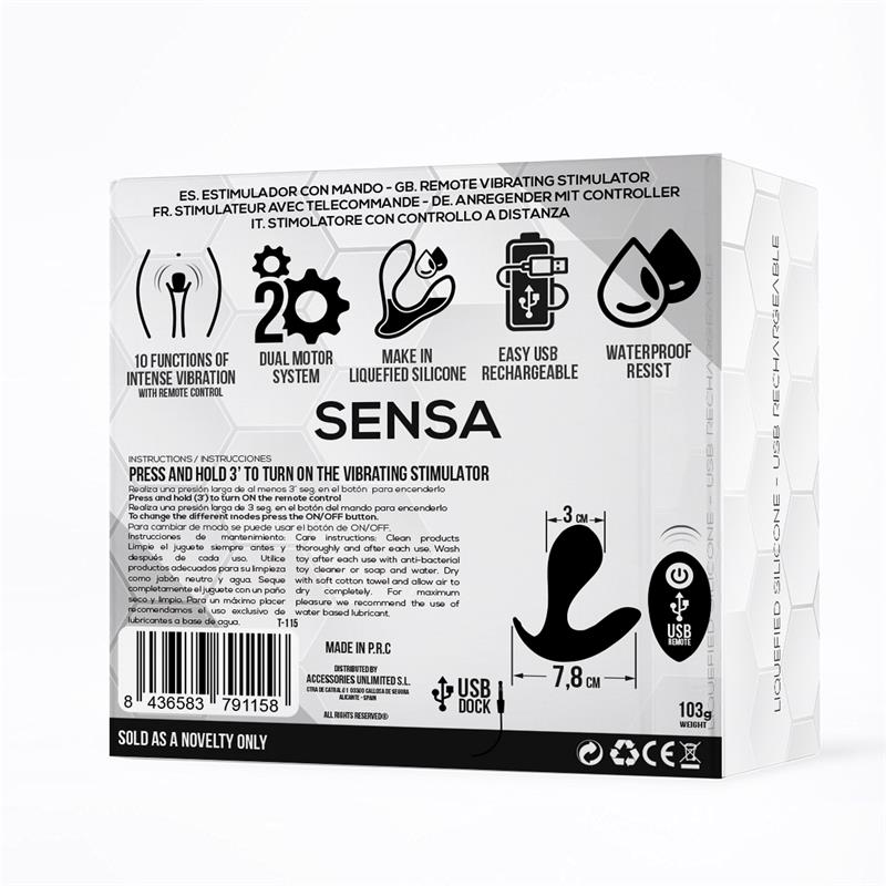 Sensa Stimulator Remote Control USB Liquid Silicone Black - UABDSM