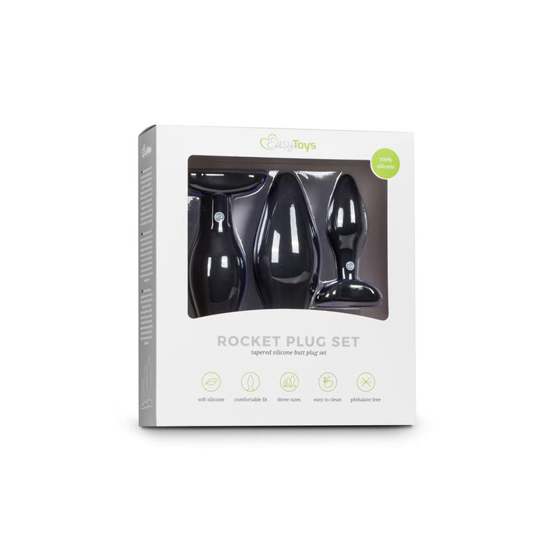 Set 3 Plugs Silicone - Black - UABDSM