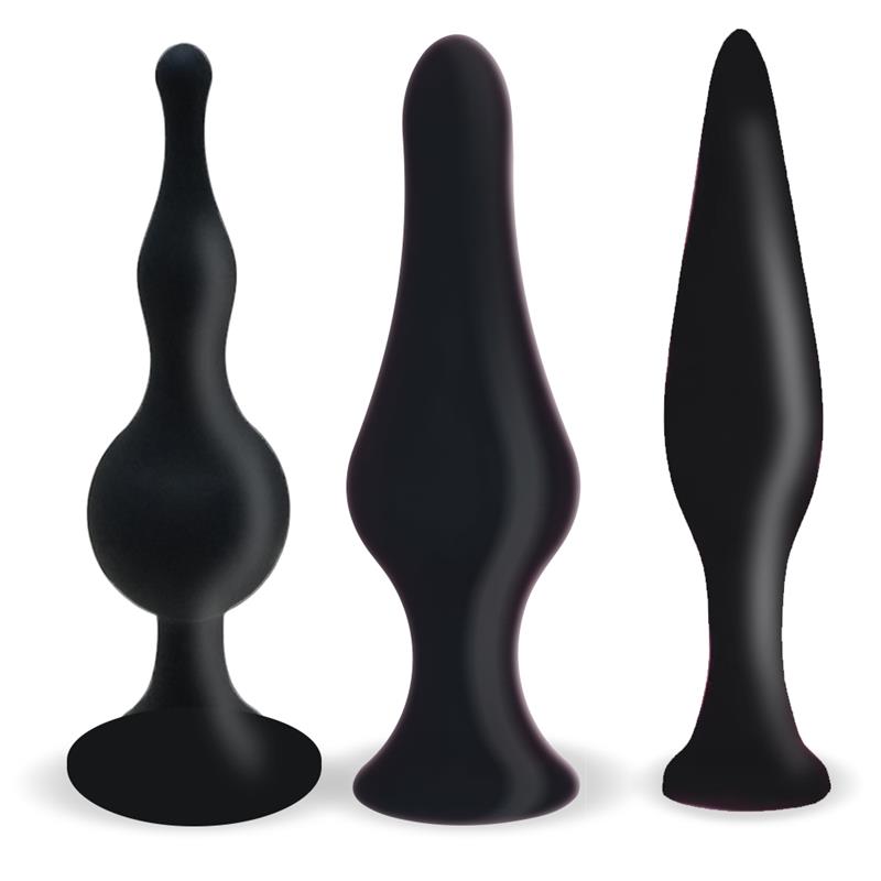 Set of 3 Butt Plugs Black - UABDSM
