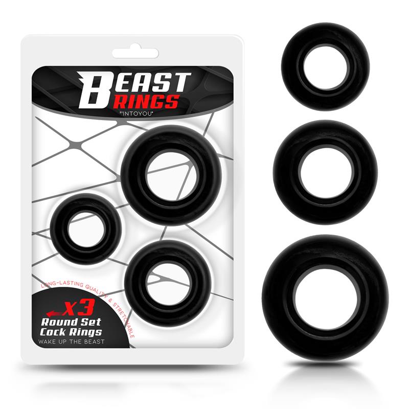 Set of 3 Cock Rings Flexible Black - UABDSM