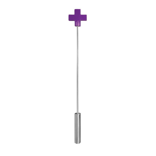 Shots Ouch! Whips and Paddles Leather Cross Tipped Crop Purple - UABDSM