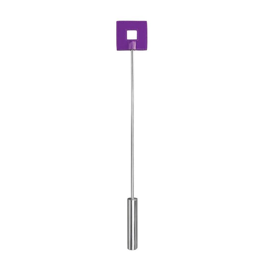 Shots Ouch! Whips and Paddles Leather Square Tipped Crop Purple - UABDSM