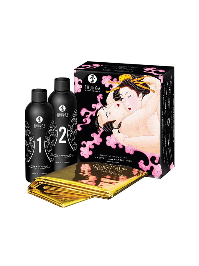 Shunga - Body To Body Massage Gel - Strawberry Wine 2 X 250 Ml. - UABDSM