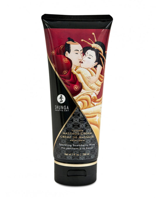Shunga - Kissable Massage Cream Sparkling Strawberry Wine 200ml. - UABDSM