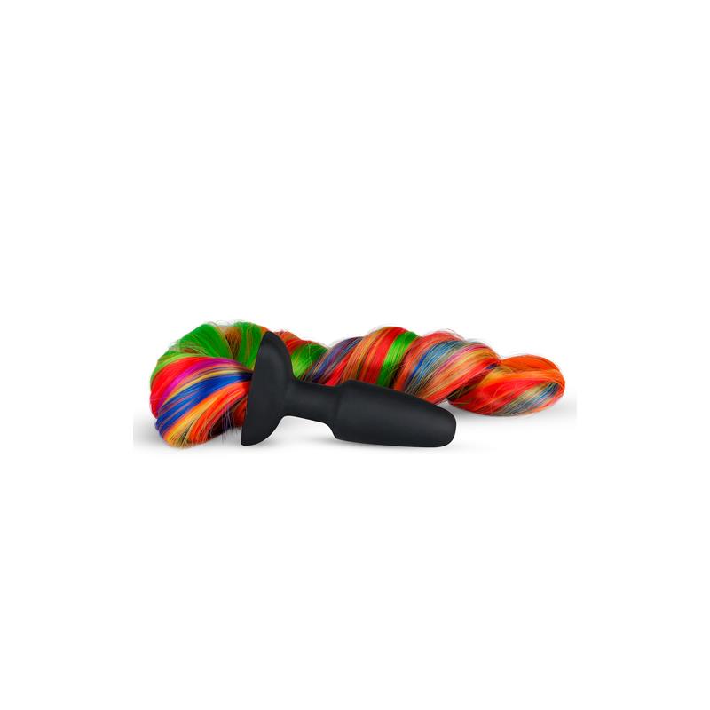 Silicone Butt Plug With Tail - Rainbow - UABDSM