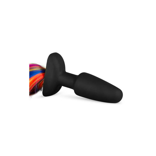 Silicone Butt Plug With Tail - Rainbow - UABDSM