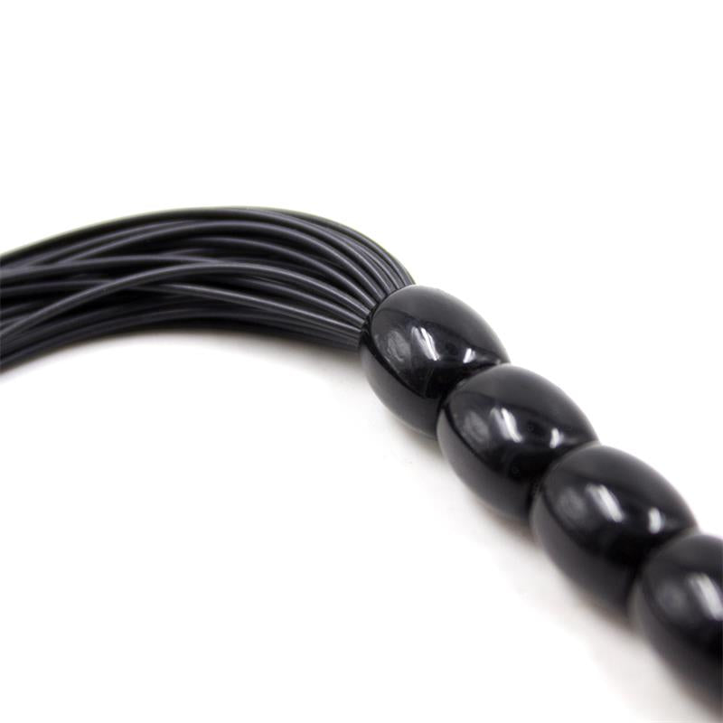 Silicone Flogger with 6 Beads Handle 26 cm Black - UABDSM