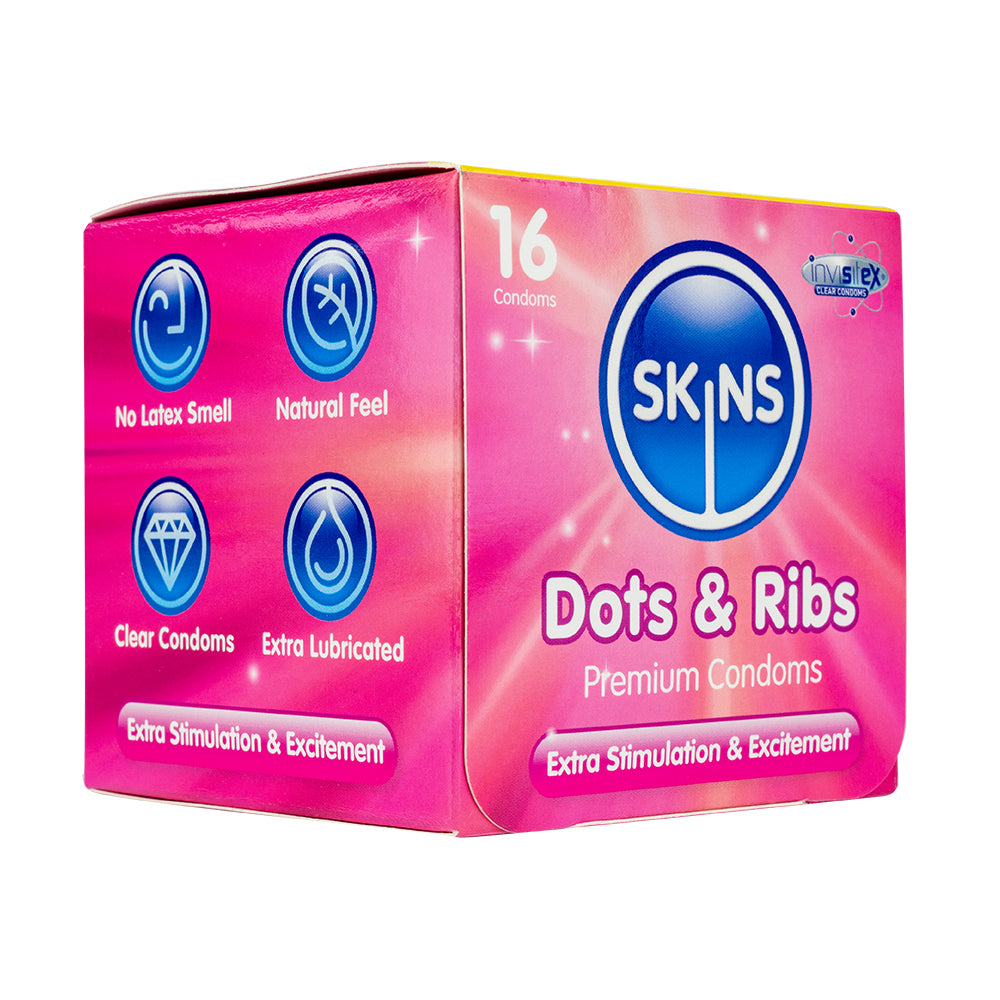 Skins Condoms Dots & Ribs Cube 16 Pack - International 1 - UABDSM