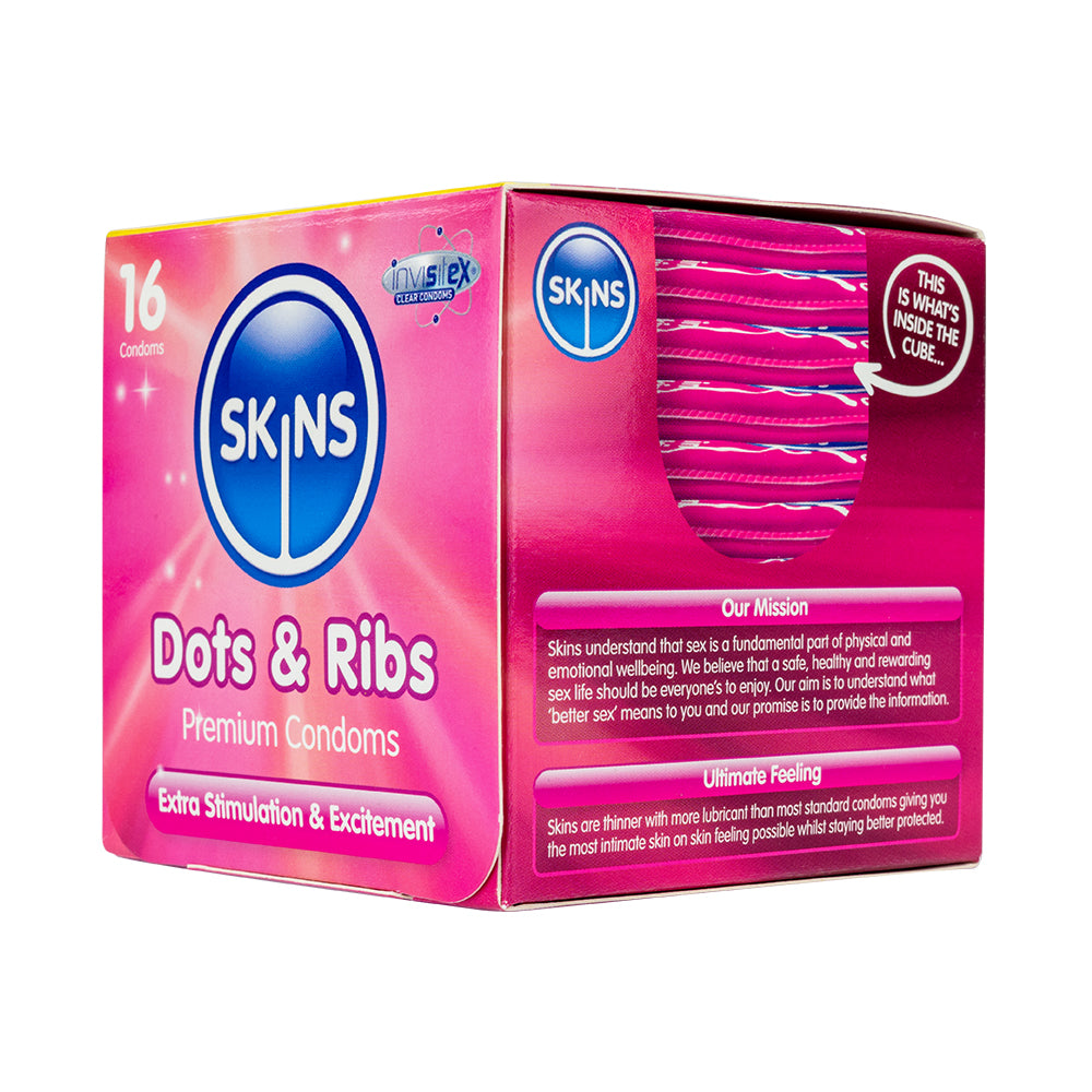 Skins Condoms Dots & Ribs Cube 16 Pack - International 1 - UABDSM