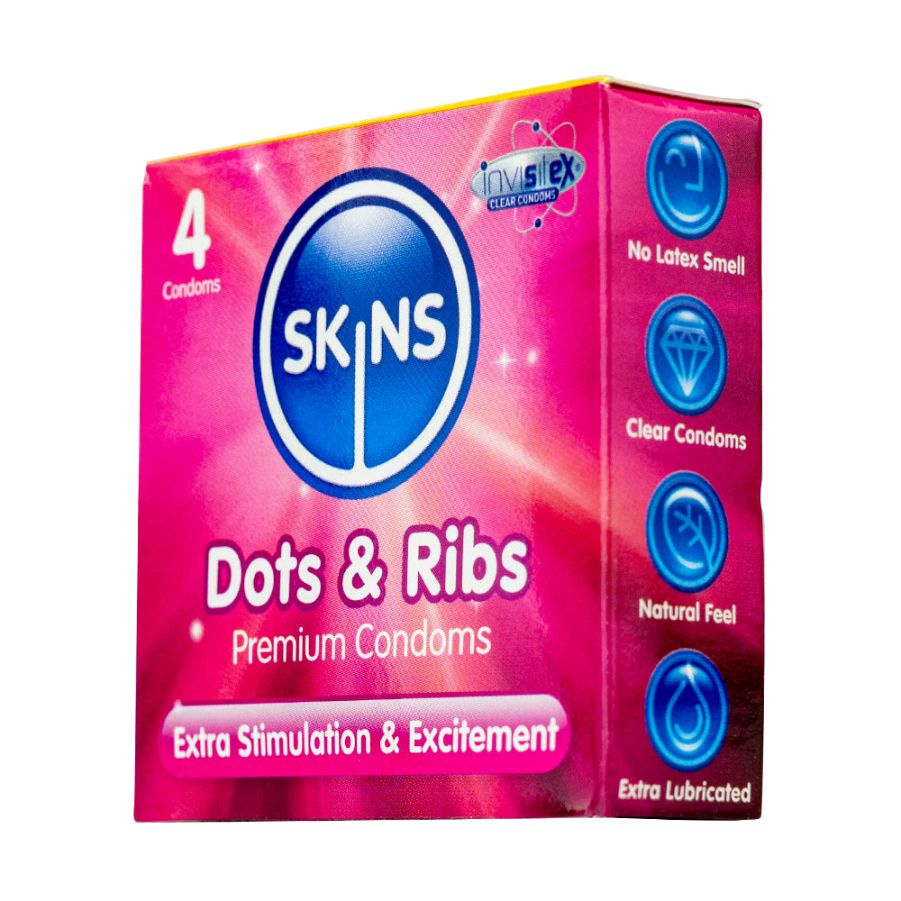 Skins Condoms Dots & Ribs 4 Pack Euro 1 - UABDSM