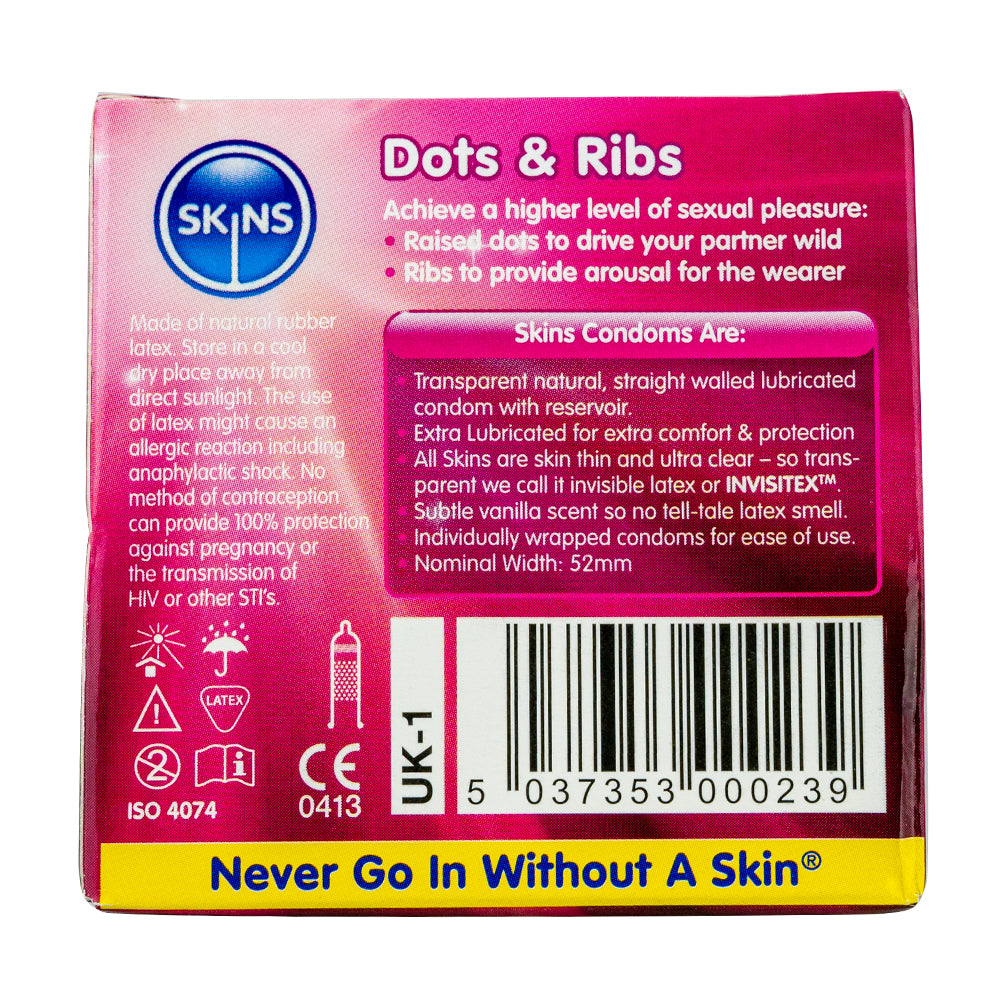 Skins Condoms Dots & Ribs 4 Pack Euro 1 - UABDSM