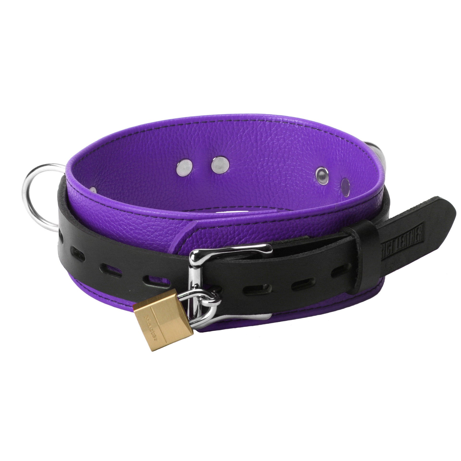Strict Leather Deluxe Locking Collar - Purple and Black - UABDSM