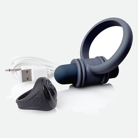 My Secret Screaming O Remote Control Vibrating Ring Set for him Rechargeable - Black - UABDSM