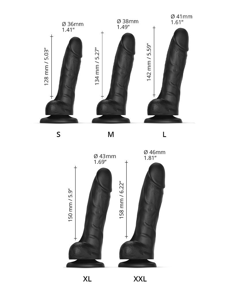 Strap-On-Me - Sliding Skin Realistic Dildo Size XL - Black - UABDSM