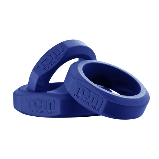 Tom of Finland 3 Piece Silicone Cock Ring Set - Blue - UABDSM