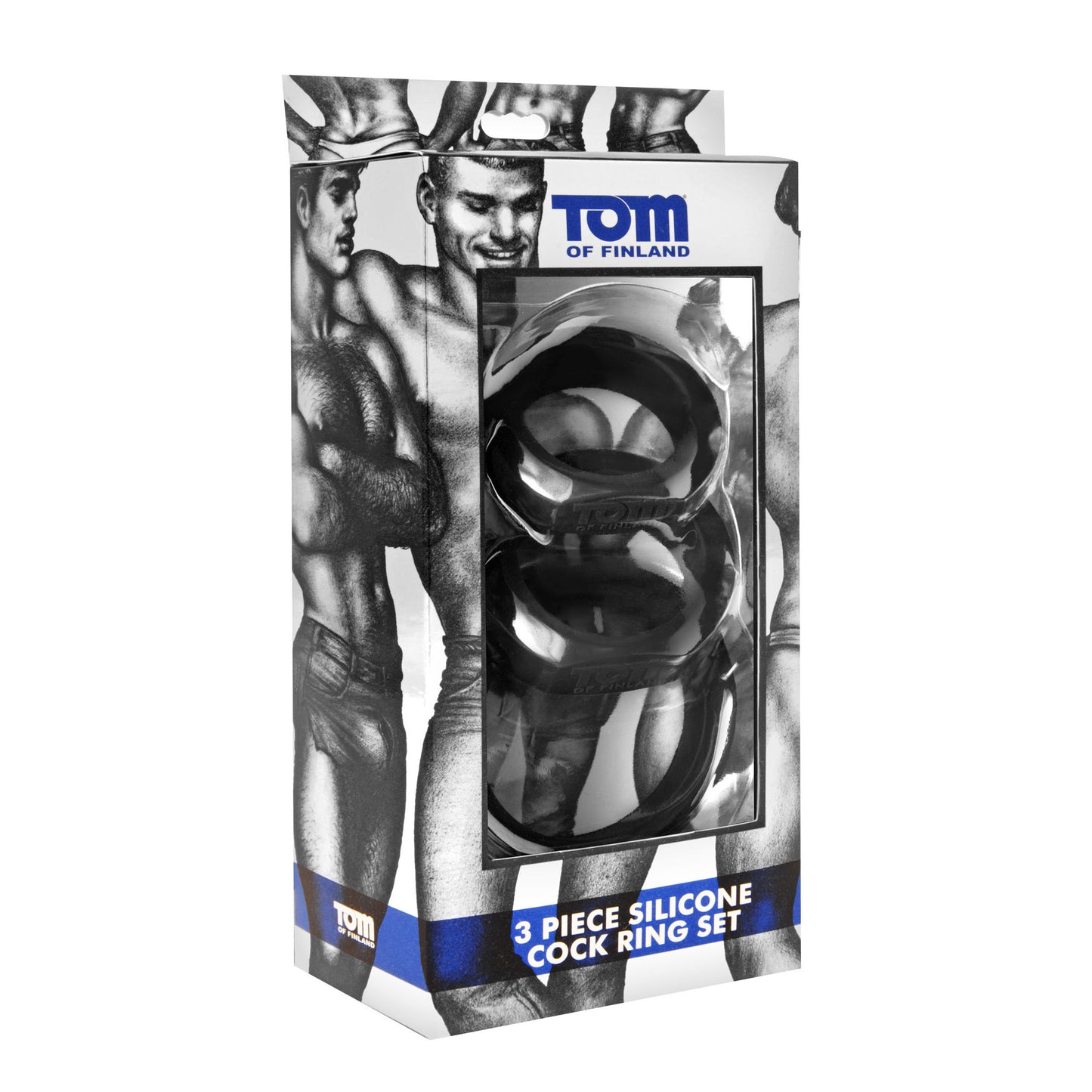 Tom of Finland 3 Piece Silicone Cock Ring Set - Black - UABDSM