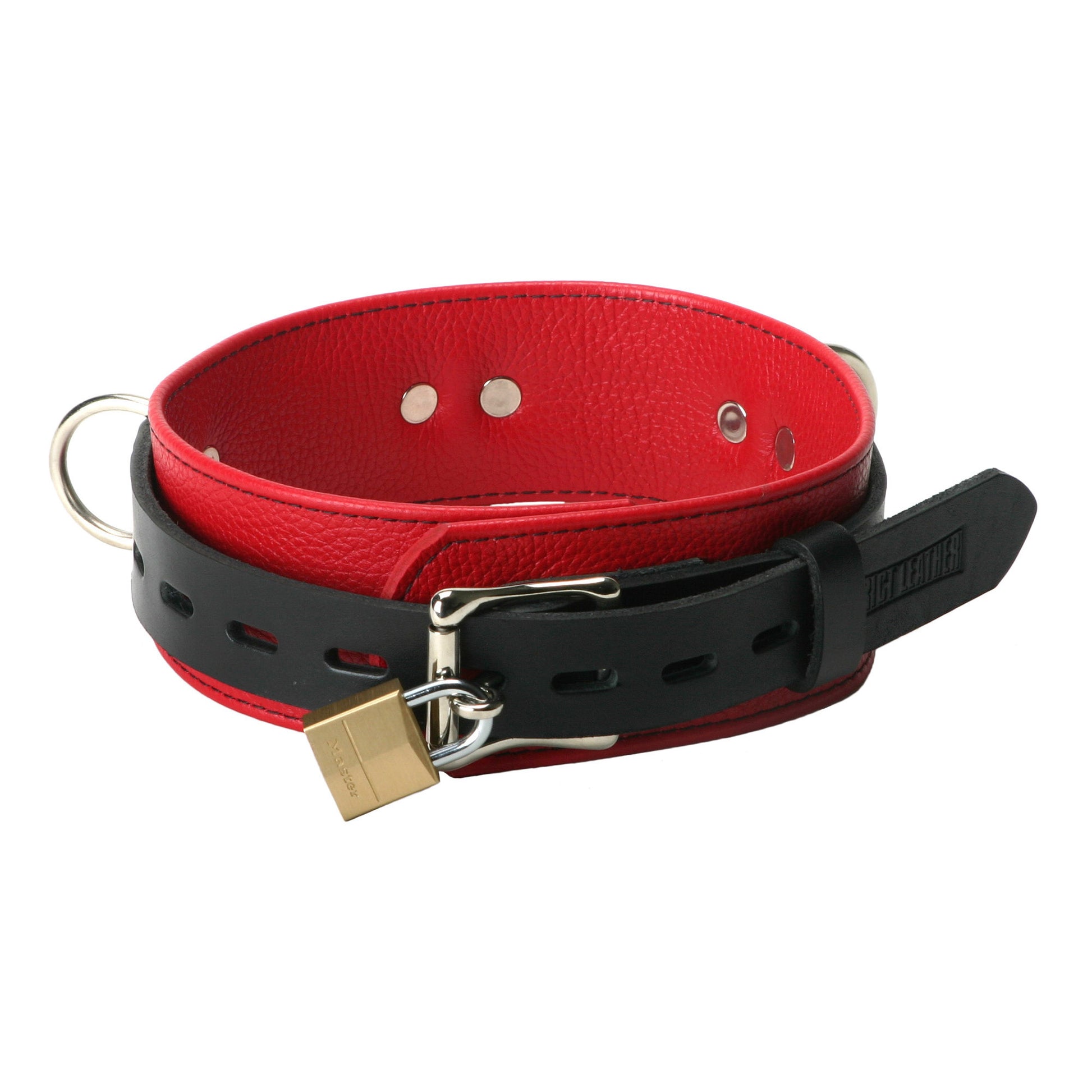 Strict Leather Deluxe Red and Black Locking Collar - UABDSM