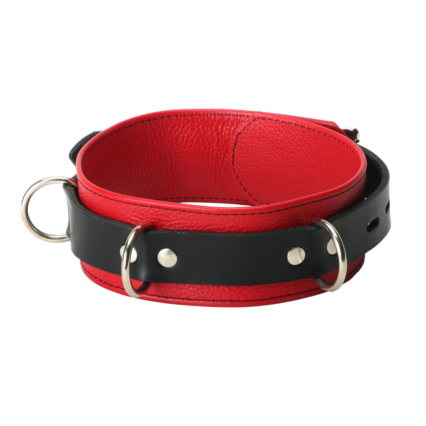 Strict Leather Deluxe Red and Black Locking Collar - UABDSM