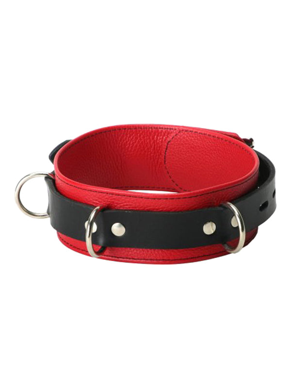 Strict Leather Deluxe Red And Black Locking Collar - UABDSM