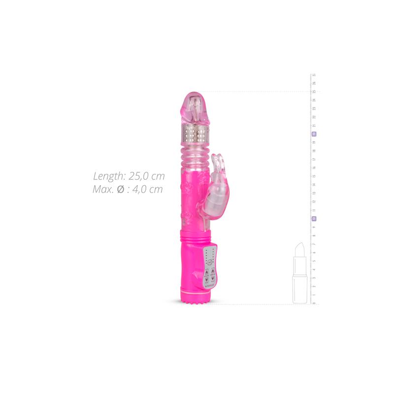 Rabbit Vibrator Thrusting and Rotating Balls  Pink - UABDSM