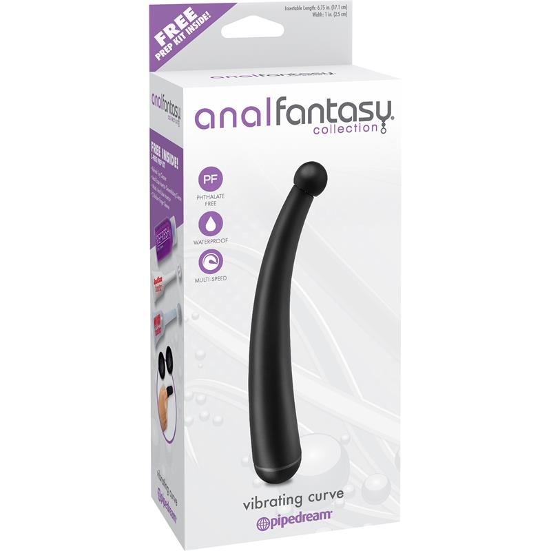 Vibrating Curved Anal Plug Colour Black - UABDSM