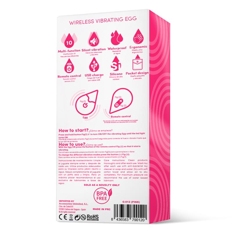 Vibrating Egg Remote Control USB Silicone Pink - UABDSM