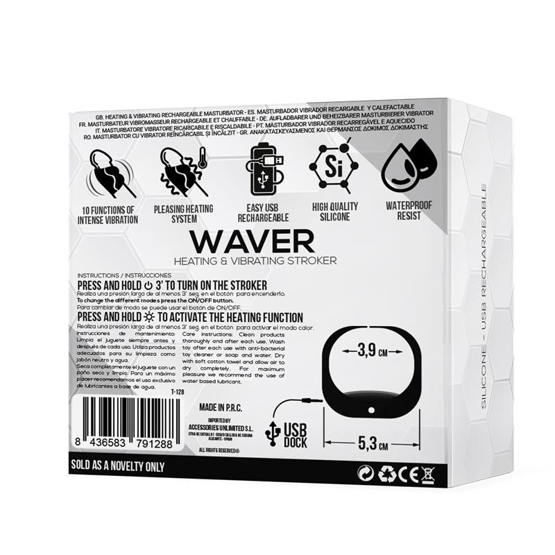 Waver Male Masturbator Heat and Vibration Function Flexible USB Silicone - UABDSM
