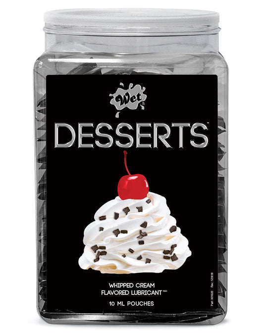 WET Desserts Whipped Cream 144 X 10ml.  Pouch In Counter Bowl Display - UABDSM